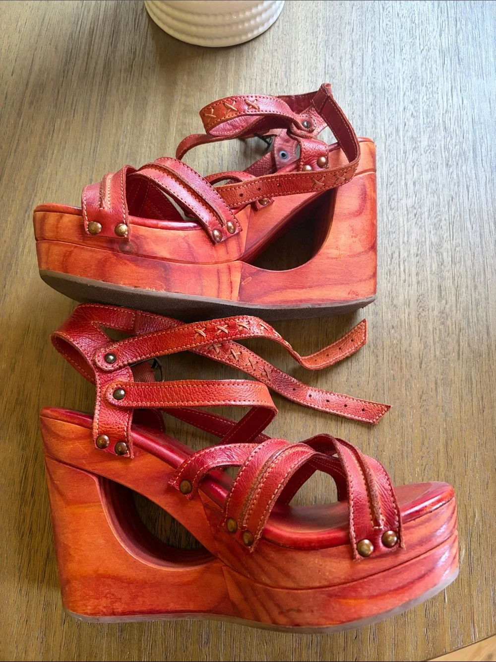 Bed Stu Julia Orange DD Wedge Strappy Sandal 10 - Picture 5 of 9
